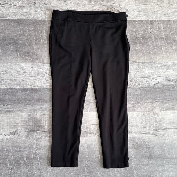 Ann Taylor Side Zip Knit Ankle Pant Womens 12 (34.5X27) High Rise Black Stretch - Picture 1 of 9